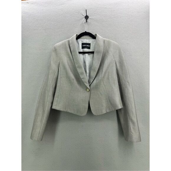 Georgio Armani Made in Italy Classic Cropped Wool Silk Blazer Size 46 - Picture 1 of 13